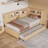 PAGED Twin Size Daybed Modern Wooden Bed Frame with Trundle, Shelves, Cork Board, Blackboard and Ports for Bedroom - 2 of 4