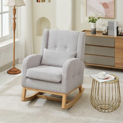 Hyleory Chenille Rocking Chair, Upholstered Rocking Chair,Modern Accent Chair with High Back Comfy Armchair for Living Room Bedroom