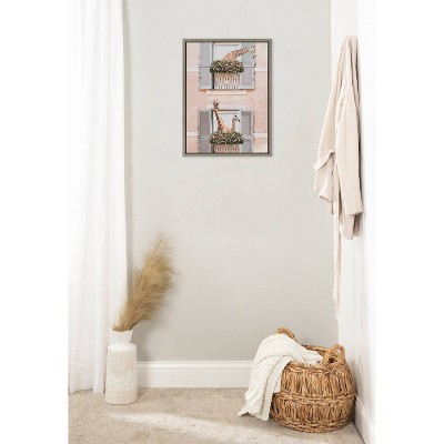 Gray Framed Canvas with Giraffe Print, 18" x 24"