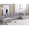 131'' Modular Sectional Couch, Chaise Lounge, Striped Fabric, Upholstered 4 Seater Couch For Living Room, U-Shaped Sofa-Cuddlewood - 2 of 4