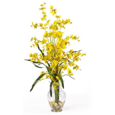 Elegant Orchid 29" Silk Flower Arrangement in Glass Vase
