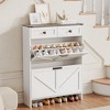 Shoe Storage Cabinet, Modern Slim Shoe Cabinet with 2 Flip Drawers and 2 Drawers, Freestanding Shoe Organizer with Anti-Tipping Device for Foyer - 2 of 4
