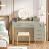 Aheaplus Makeup Vanity Set with Stool and LED Mirror, Modern Makeup Table Vanity Desk with 6 Storage Drawers - 3 of 4