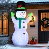 Outsunny 10FT Christmas Inflatables Cheerful Snowman in Black Hat, Green Scarf and Gloves, Outdoor Blow Up Yard Decoration with Build-in LED for Party - 2 of 4