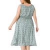 Agnes Orinda Women's Plus Size Square Neck Sleeveless Floral Flowy Stretchy Waist Midi A-Line Sundresses - 4 of 4