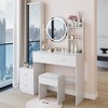FONTOI Vanity Table with Cushioned Stool&Full Body Mirror Cabinet, Dressing Desk with Multi-layer Storage, White, 14.2"*63"*43.3" - 4 of 4