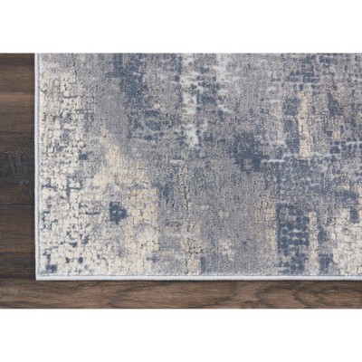 Abstract Grey & Beige Synthetic 3'11" x 5'11" Easy-Care Area Rug