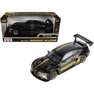 BMW M4 GT3 Matt Black with Gold Stripes "Midnight Eclipse" Series 1/24 Diecast Model Car by Motormax - 1 of 4