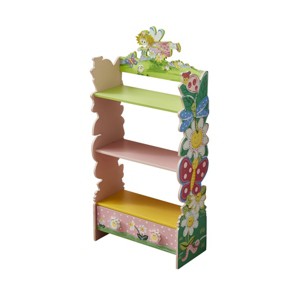TopComfy Decorative Bookshelf Kids Olivia the Fairy Themed Girls Bookcase Hand Painted 3 Tier Flower Shaped Shelves for Kids, Pink, 16.1"*7.9"*33.1" - 1 of 4