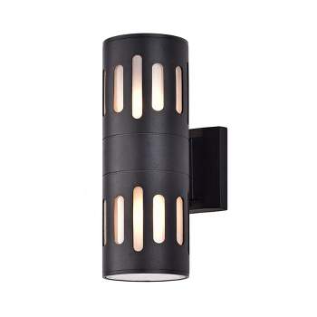 C Cattleya 2-Light Black Die-Cast Aluminum Cylinder Outdoor Wall Sconce