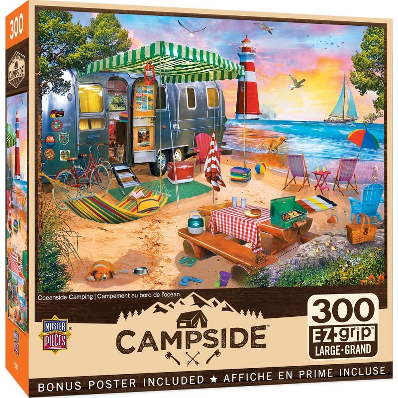 MasterPieces 300 Piece EZ Grip Jigsaw Puzzle - Oceanside Camping - 18"x24", 1 of 8