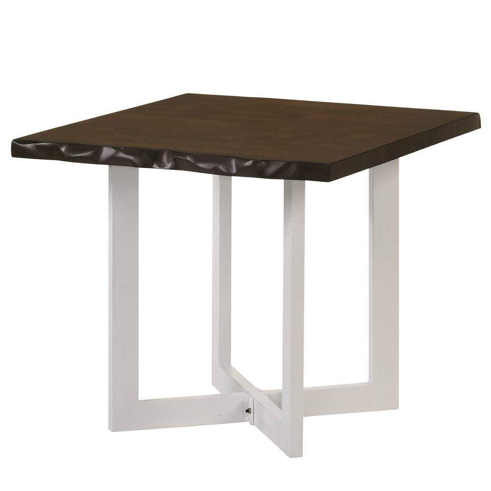 Photos - Coffee Table miBasics Bedlin End Table with X Cross Base Oak/White