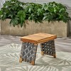 Folding Outdoor Side Table with Acacia Wood Top and Woven Straps for Balcony or Garden-Maison Boucle - 2 of 4