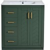 TUYOHW Bathroom Vanity with Ceramic Sink Combo, Solid Wood Frame Bathroom Storage Cabinet, Freestanding Vanity Set with 3 Drawers - 2 of 4