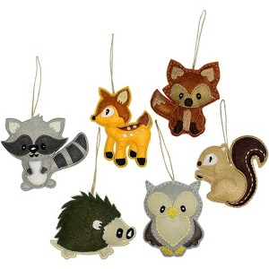 Darware Plush Animal Christmas Tree Ornaments 6pc Set; Holiday Craft Baby Shower Decoration - 1 of 4