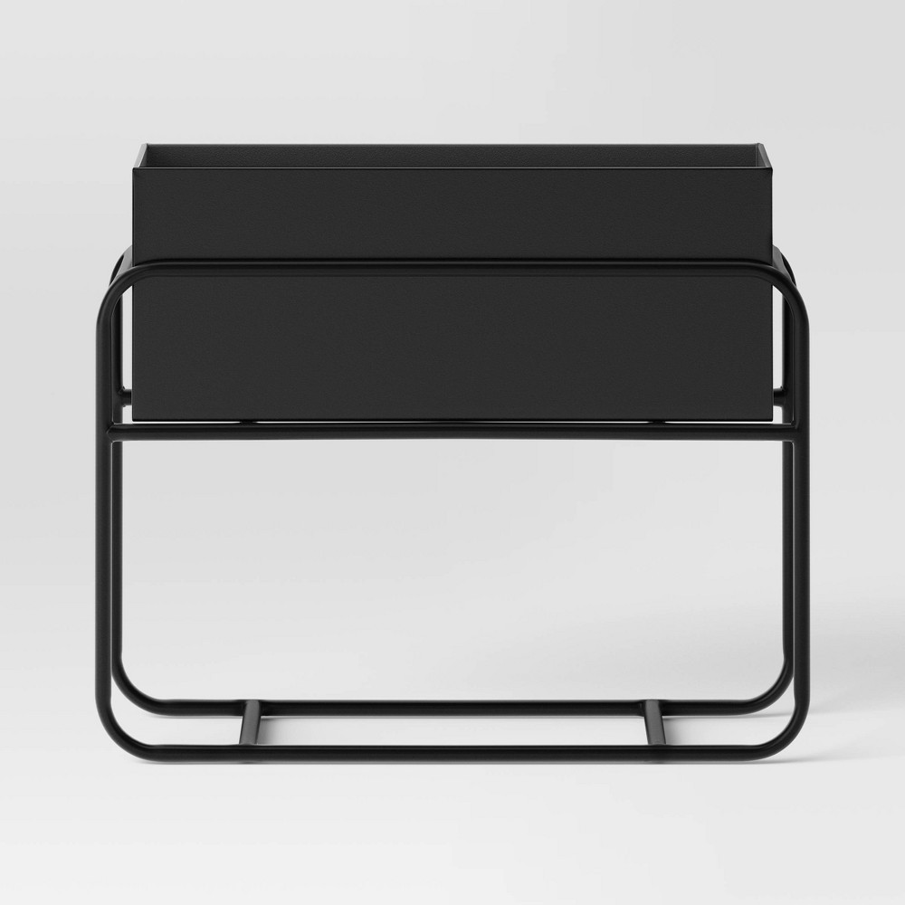 Rectangular Metal Indoor Outdoor Planter and Stand Set 20"x8"x16.5" Black - Threshold™