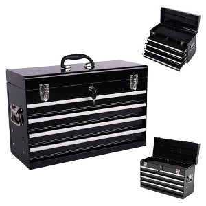 Gulches 21" Portable Metal Tool Box with 1 Top Box and 4 Drawers, Auto Locking, Dual Ball-Bearing Tracks, Heavy-Duty Steel - 1 of 4