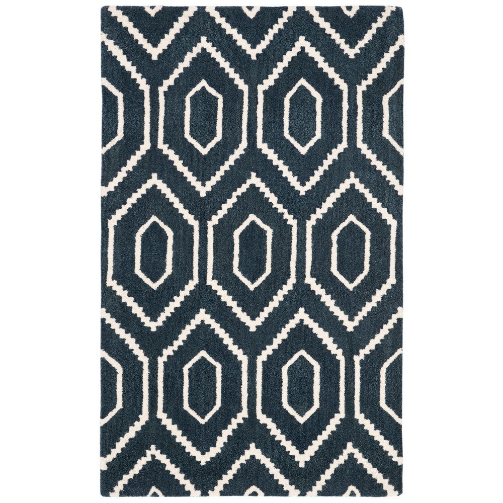 3'x5' Geometric Tufted Accent Rug Navy/Ivory - Safavieh