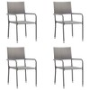 vidaXL Garden Dining Set Grey and Black Poly Rattan, Steel, Tempered Glass - 31.5" Table Length 4 Items - 3 of 4