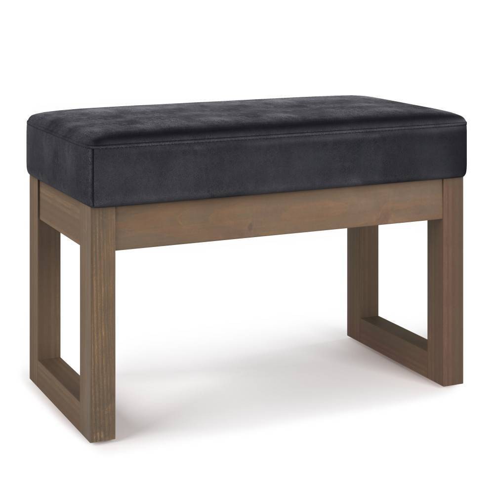 Photos - Pouffe / Bench Small Madison Footstool Ottoman Bench Distressed Black - WyndenHall