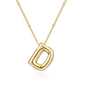 Bubble Letter Initial Necklace for Women, 14K Gold Plated Personalized Birthday Gift - 1 of 4