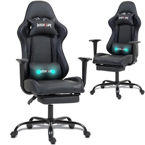 Bosmiller Reclining Gaming Chair with Footrest, Massage Racing Office Chair, PU Leather Computer Desk Chair with Head Pillow for Adults - 1 of 4