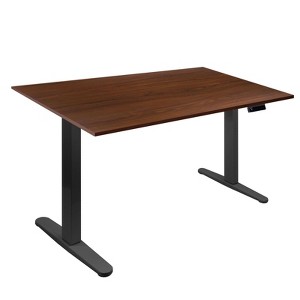 Mount-It! Electric Sit-Stand Black Desk Frame with Extra-Wide Brown Tabletop - 1 of 4