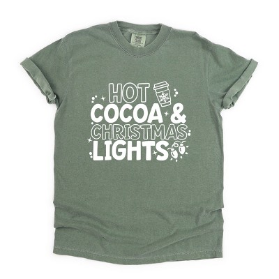 Simply Sage Market Hot Cocoa and Christmas Lights Garment Dyed Tee