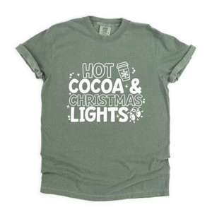 Simply Sage Market Hot Cocoa and Christmas Lights Garment Dyed Tee - 1 of 4