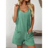 Womens Summer Casual Short Romper Scoop Neck Sleeveless Striped Overalls Shorts Jumpsuit with Pockets - 2 of 4