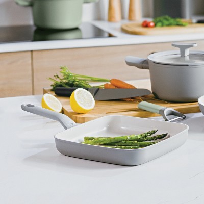 Moonmist Gray 10" Non-stick Ceramic Grill Pan with Recycled Aluminum