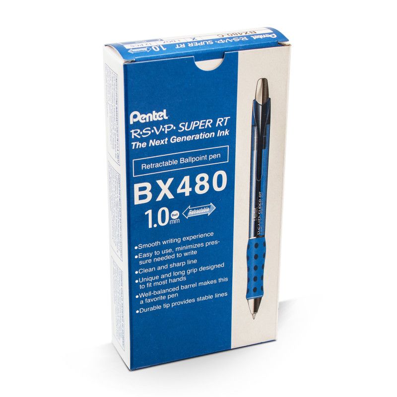 Pentel R.S.V.P. Super RT Retractable Ballpoint Pen, Blue, Pack of 12, 1 of 2