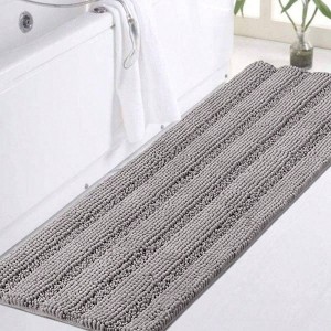 Bathroom Rug, Extra Long 47x17 Non - Slip Washable Floor Mat, Super Soft Water Absorbent, Dove Gray - 1 of 4