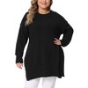 Agnes Orinda Women's Plus Size Crew Neck Long Sleeve Slit Hem Knit Pullover Sweaters - 2 of 4