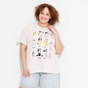 Women's Bluey Grid Short Sleeve Graphic T-Shirt - Tan - 1 of 3