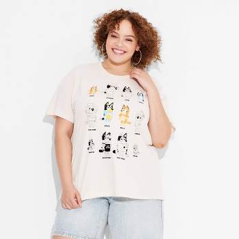 Women's Bluey Grid Short Sleeve Graphic T-Shirt - Tan