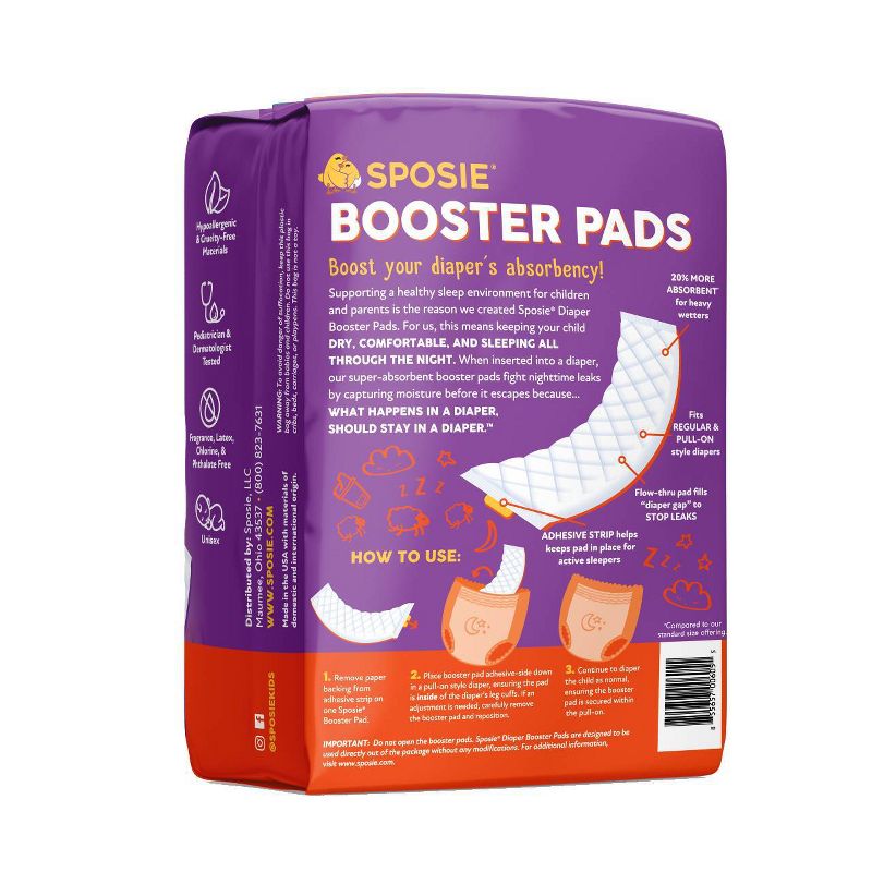 Sposie Booster Pads with Adhesive For Overnight Diaper Leak Protection - 28ct, 3 of 10