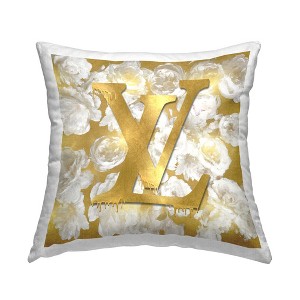 Stupell Industries Luxury Designer Drip Logo White Flowers, 18 x 18 - 1 of 3