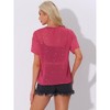 Allegra K Women's Party Sheer Short Sleeve Gilding Shiny Metallic Stars Blouses - 3 of 4