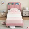 Twin/Twin XL Bed Frame with Storage Headboard Velvet Upholstered Platform Bedframe for Kids No Box Spring Needed - 4 of 4