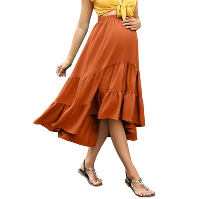 Women's High Waist Floral Print Pleated Maxi Skirt