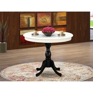 HomeStock Modern Round Dining Table - Black/Linen White - 1 of 4