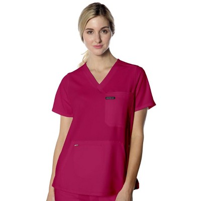 Members Only Women's Scrub Top With Double Chest And Pouch Pocket