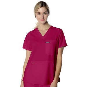 Members Only Women's Scrub Top With Double Chest And Pouch Pocket - 1 of 4