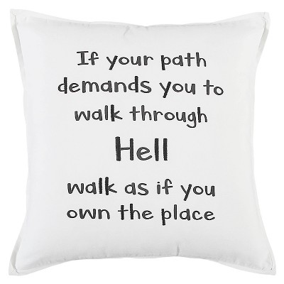 20"x20" Oversize 'If your path...' Poly Filled Square Throw Pillow - Rizzy Home: Inspirational Quote, Cotton Canvas Cover