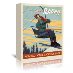 Vail Co Id Rather Be Skiing by Anderson Design Group Wrapped Canvas - Americanflat - 5" x 7"