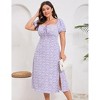 Womens Plus Size Square Neck Wrap Maxi Dress High Waist Ruffle Summer Casual Dress - 4 of 4