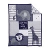 NoJo Love You To The Moon - Navy, Grey and Blue 4 Piece Nursery Crib Bedding Set with Comforter, Fitted Crib Sheet, Dust Ruffle, Diaper Stacker - 3 of 4