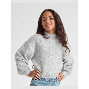 The Children's Place Girls Long Sleeve Faux Pearl Cable Knit Cropped Sweater - 1 of 4