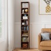 VECELO Tall Narrow Corner Bookcase, Enclosed Free-Standing Storage Cabinet with Open Shelves and Dust-Free Organization, White/Black/Brown - 3 of 4